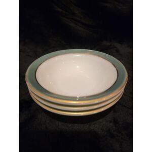 Vintage PYREX Green/Jade With Gold Trim Fruit Bowls SET of 3 USA MCM